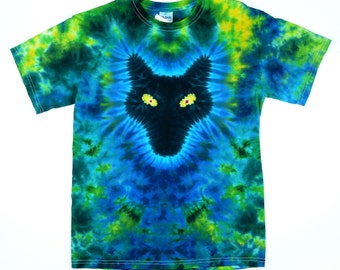 Wolf Shirt, Adult Tie Dye Shirt, Forest Colors, Short or Long Sleeves