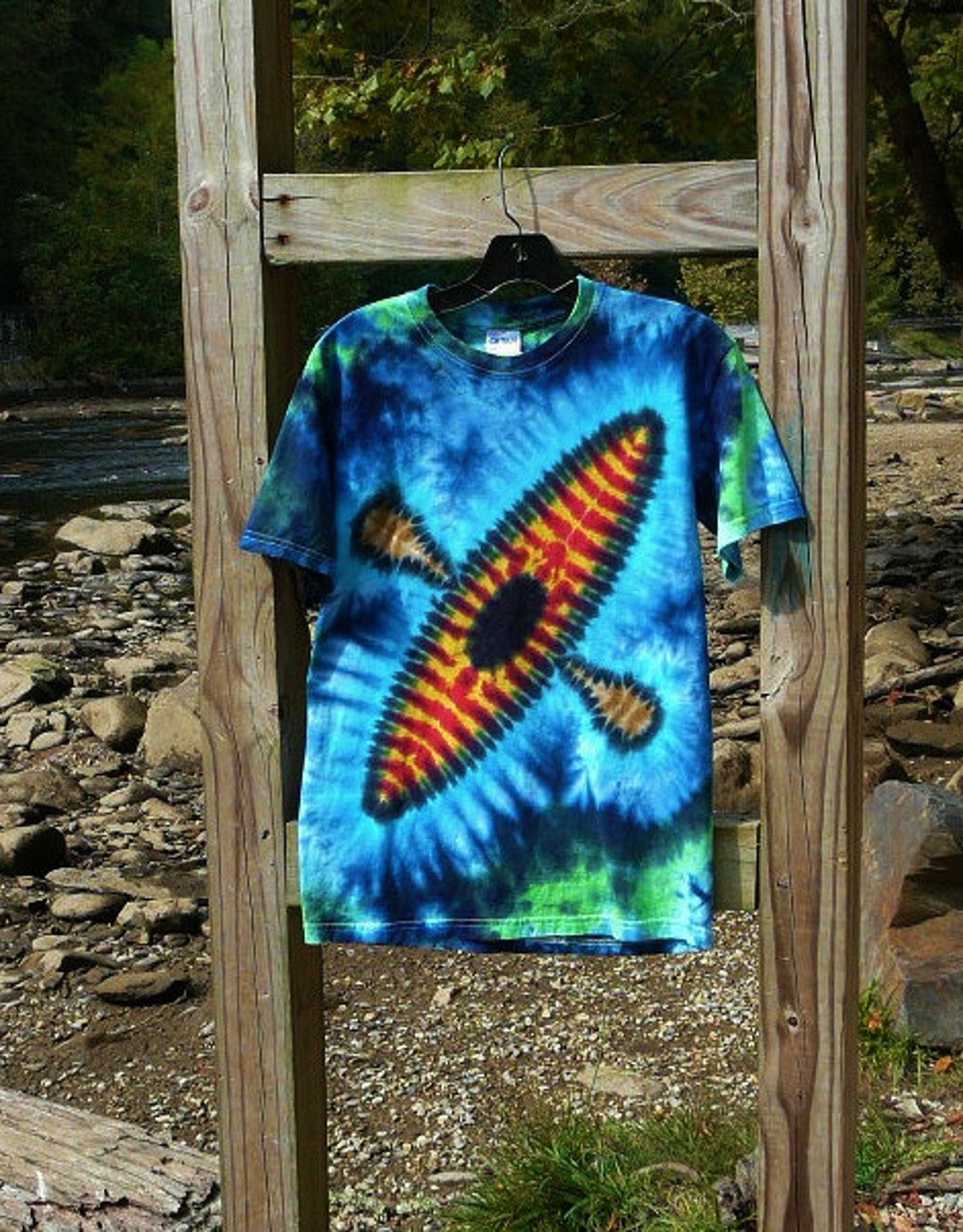 Kayak Shirt Adult Tie Dye Standard and Plus Sizes Blue & Etsy