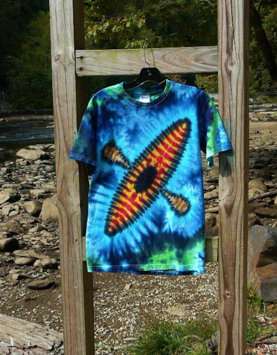 Kayak Shirt Adult Tie Dye Standard and Plus Sizes Blue