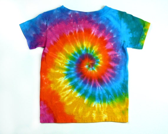 Kids Tie Dye Shirt Pink Rainbow Spiral Fun and Colorful Back