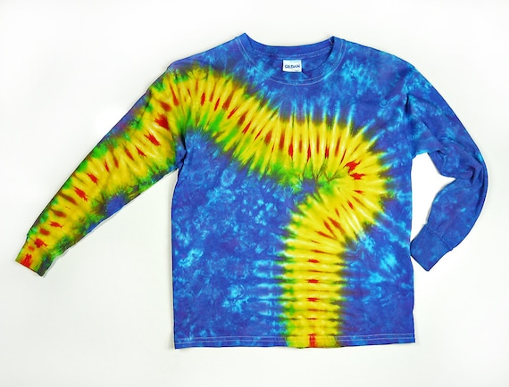 Youth Long Sleeve Tie Dye Shirt / Blue With Yellow Snake - Etsy