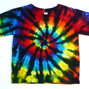 Toddler Tie Dye Tee Shirt Rainbow & Black Spiral Short or - Etsy
