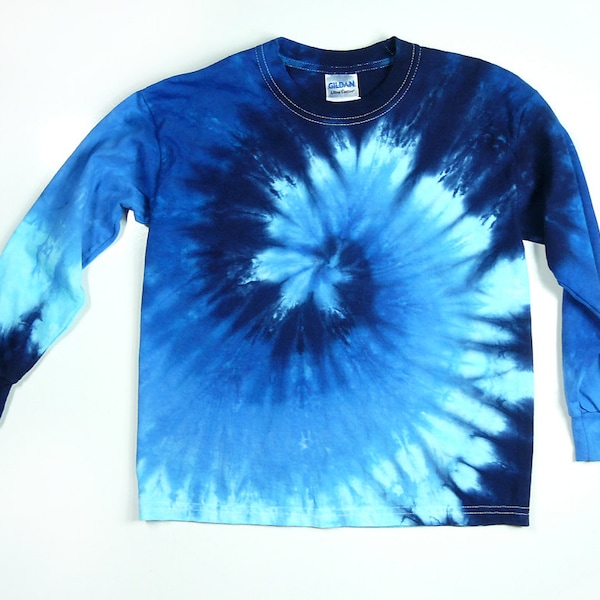 Youth Blue Spiral Long Sleeve Tie Dye T Shirt