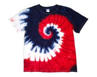Very Soft Kids Red, White, and Blue Tie Dye Shirt, 4th of July Shirt, Infant, Toddler and Youth Sizes, Patriotic Colors, Eco-friendly Dyeing