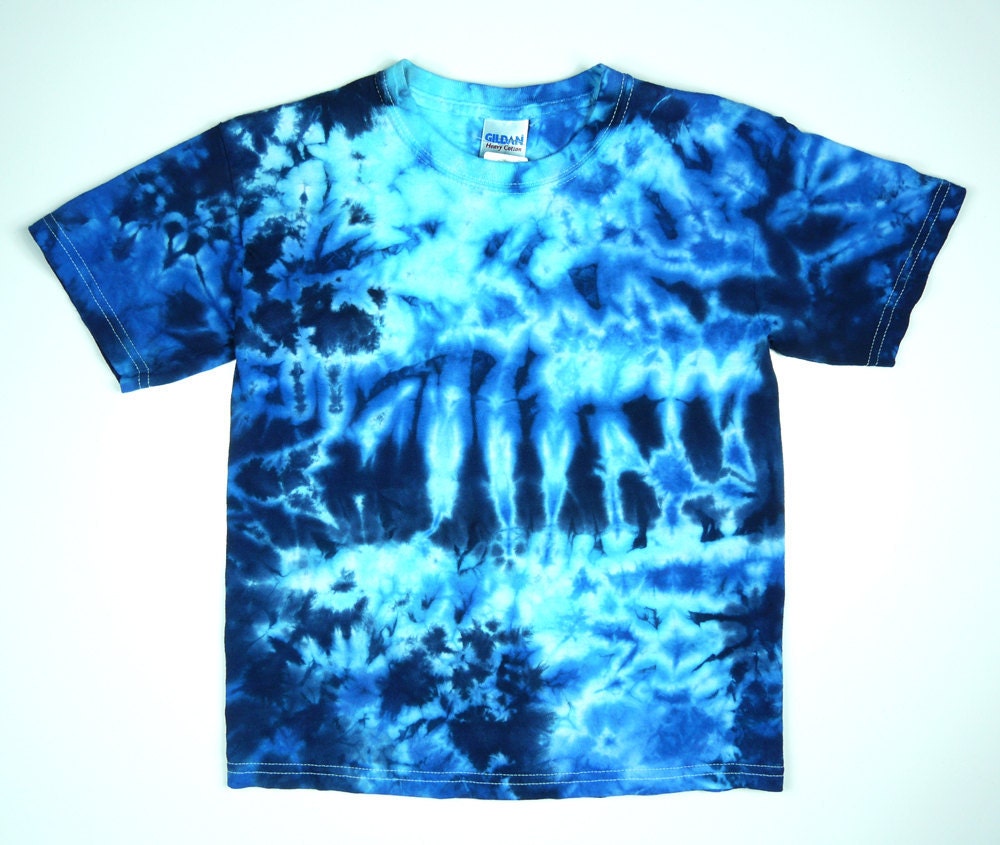Blue Tie Dye / Youth T Shirt / Crumpled Blues Design - Etsy Canada