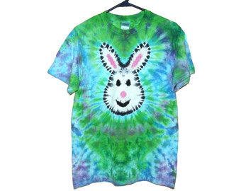 Bunny Shirt, Adult Tie Dye, Spring Easter, Short or Long Sleeves