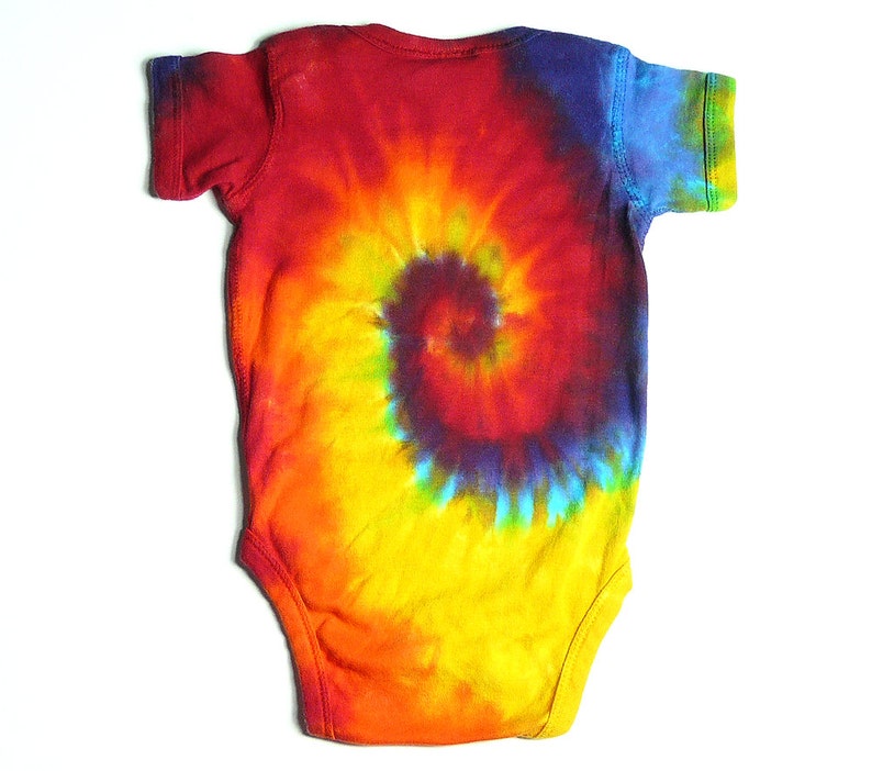 Tie Dye Baby Clothes, Short Sleeve Body Suit, Rainbow Spiral, Short Sleeve image 2