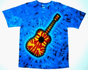 Guitar Tie Dye Shirt, Adult Unisex, Short or Long Sleeve Option, Music Lover Tee, Perfect Father's Day Gift
