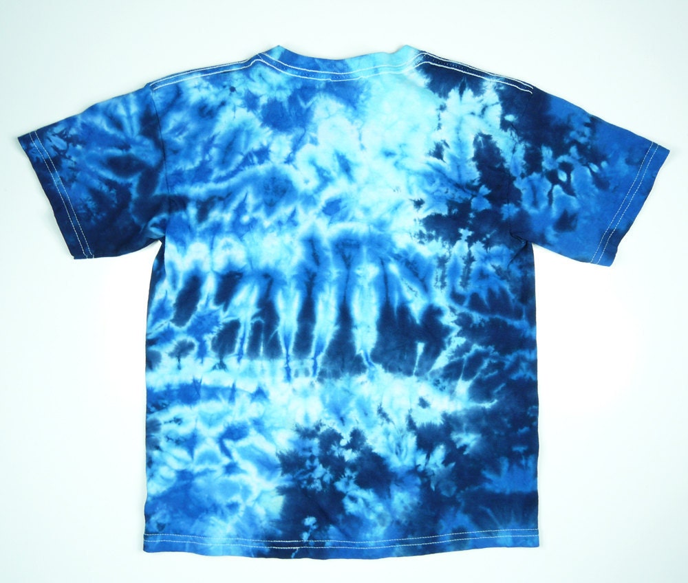 Blue Tie Dye / Youth T Shirt / Crumpled Blues Design / | Etsy