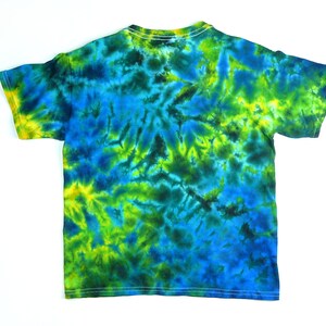 Tie Dye Shirt / Youth T Shirt / Blue Yellow Green Crumple Design image 2