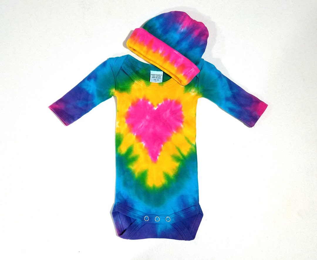 Baby Tie Dye Matching Set Long Sleeve One Piece and Cap Tie Etsy