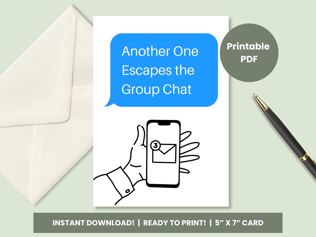 Funny Coworker Farewell Card Printable, Escaped the Group Chat, Office ...