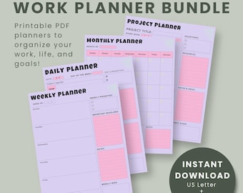 Zestaw planerów Pastel Goth do druku | Dzienny, tygodniowy, miesięczny (do pobrania w formacie PDF)