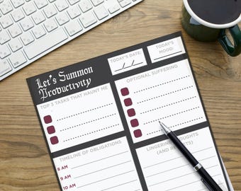 Sarcastic Planner Pad 8.5x11 | Let’s Summon Productivity Notepad | Dark Academia Gift