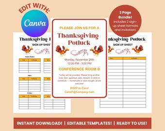 Karta zapisu i zaproszenie na przyjęcie z okazji Święta Dziękczynienia (szablon Canva) (do pobrania w formacie PDF)
