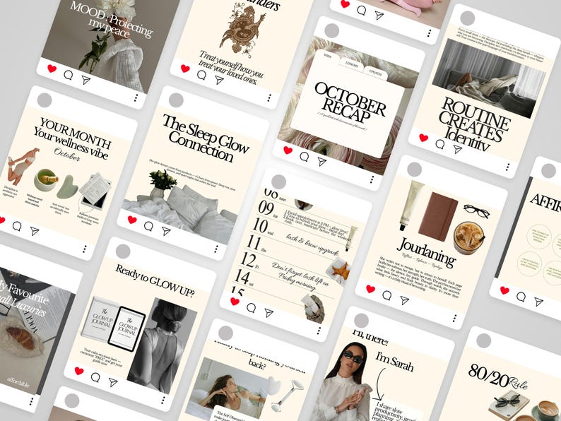 Wellness Instagram Templates, Canva Bundle Social Media Brand Kit (PDF ...