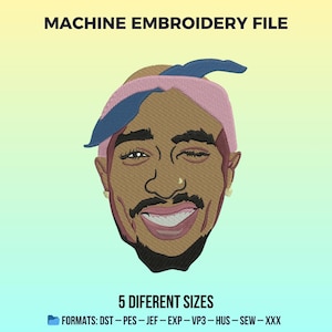 File for Embroidery Machine – Legendary Hip Hop Rapper Embroidery Design – Music Inspired Design – Machine Embroidery Design