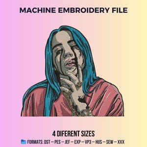 Archivo para Máquina de Bordar – Dark Pop Singer Icon Embroidery Design – Music Inspired Design – Machine Embroidery Design