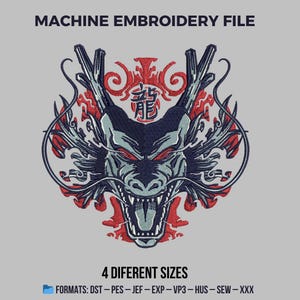 Archivo para Máquina de Bordar – Majestic Dragon Embroidery Design – Anime Design – Machine Embroidery Design