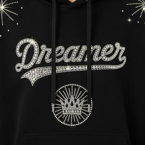 Custom Rhinestone Hoodie – Personalized Bling Hoodie with Name or Logo | Sparkle Sweatshirt Gift | Bedazzled Custom Hoodie for Women & Men
