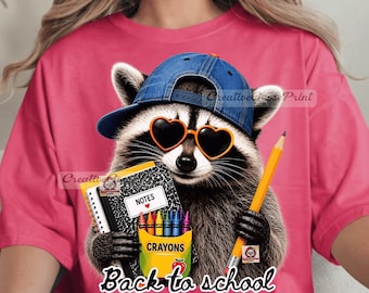 Back To School Raccoon PNG, First Day Of School Boys Png, Teacher Png, Student PNG, School Supplies PNG, Sublimation Design