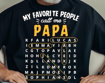 Puzzle di ricerca di parole personalizzato "Le persone preferite del nonno" in formato PNG, nomi personalizzati per bambini: Papa Pops Dada Daddy in formato PNG, regalo per la festa del papà