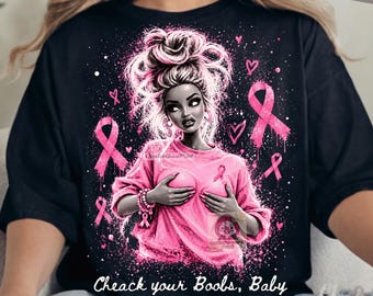 Breast Cancer Awareness PNG, Funny Doll Face Meme Png, Pink Ribbon Png, Disgusted Retro Doll Sublimation Design, Trendy Png, October Pink