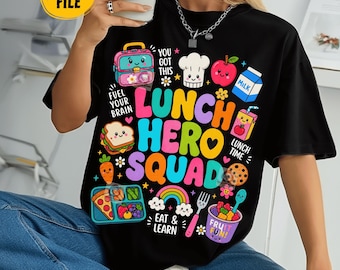 Lunch Hero Squad Png, Regalo per la cuoca, Design per la maglietta del personale della mensa, Personale scolastico, Design divertente per i lavoratori, Pranzo scolastico, ClipArt di cibo carino