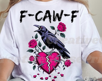 F-CAW-F Cuervo Anti San Valentín PNG, Diseño Divertido Antiamor, San Valentín Retro Svg, San Valentín Soltero Día de Galentines PNG