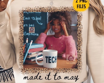 Made it to May Teacher Doll PNG, Fine dell'anno scolastico vacanze estive PNG, Umorismo del giorno del test, Divertente meme della faccia di bambola scura, Ultimo giorno di scuola png