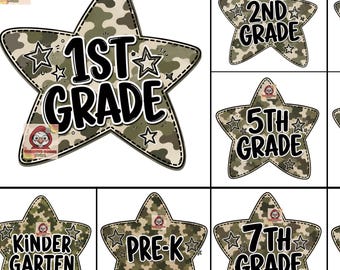 Camo Back To School Png Bundle, Camo First Day Of School Png, Pre-k First Second Grade Png, Pre K Kindergarten,  School Camo Png