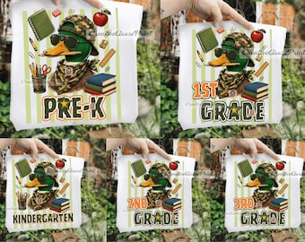Camo Back To School Duck Png, Grades Boys Bundle, Camo First Day Of School , Pre-k First Second Grade Png, Pre-K Kindergarten, School Camo