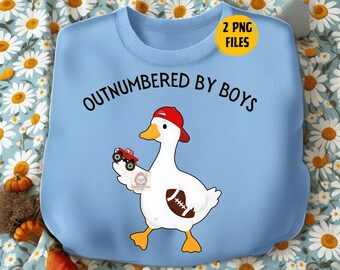 Outnumbered By Boys PNG, Boy Mom PNG, Mom of Boys Shirt Design, Funny Mom Life PNG, Little Boys, Funny Goose Sublimation (Digital Download)