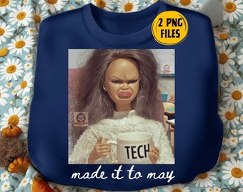 Last Day of School Teacher PNG, Funny End of Year Summer Break PNG, Teacher Coffee Doll Face Meme PNG, Testing Day Teacher Meme