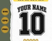 Custom Jersey Name SVG, Personalized Jersey Number SVG, Sports Shirt Back Design for Cricut Silhouette, svg png eps