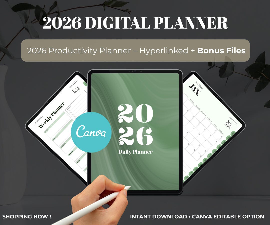 2026 Digital Planner Bundle, Hyperlinked PDF for Goodnotes, iPad ...