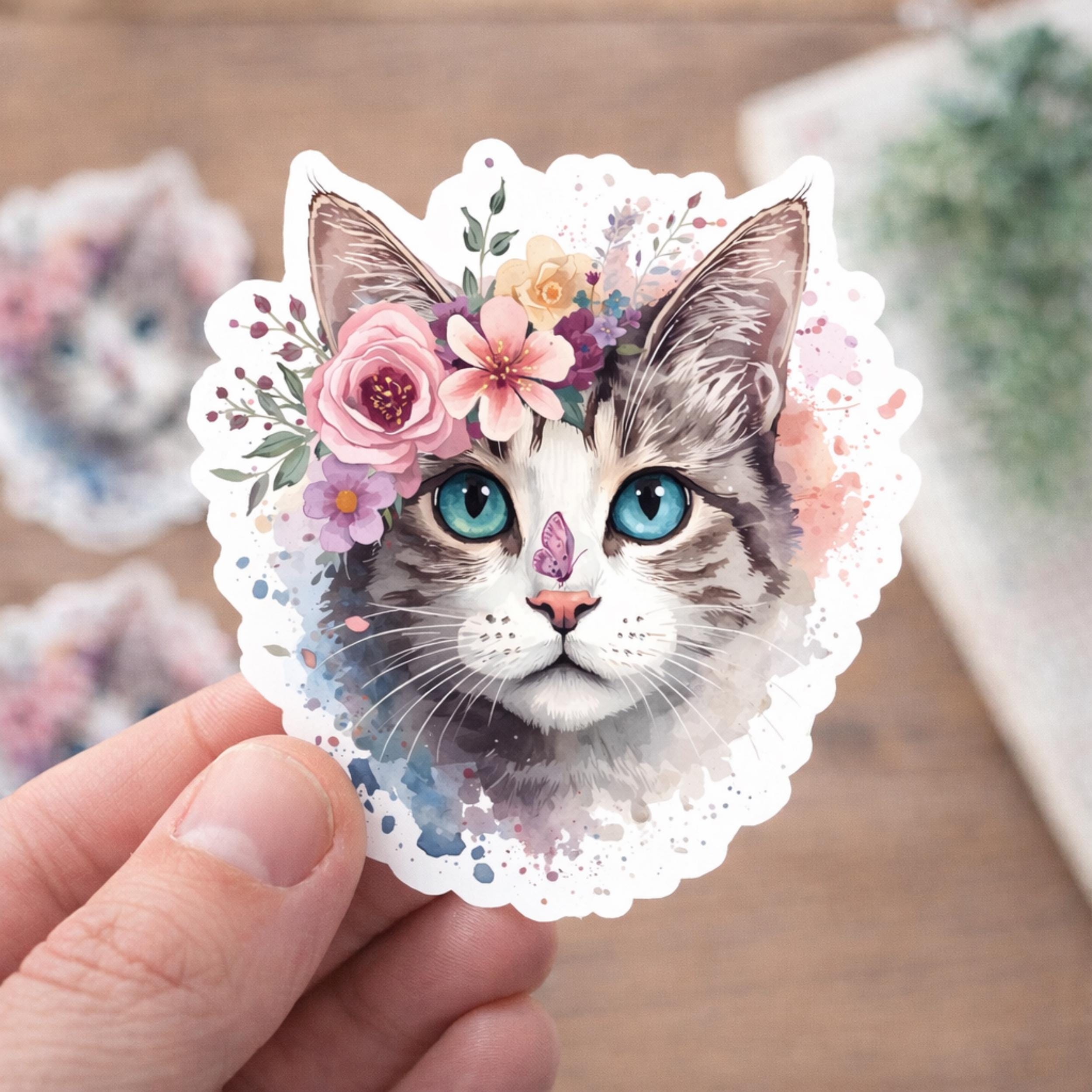 Spring Kitten Clipart Bundle – 45 Watercolor Floral Cat PNG – Whimsical ...