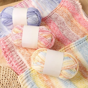 8-trådigt självrandigt regnbågsgarn i bomullsblandning - Livfullt mångfärgad tonad mjölkbomull för virkning och stickning - Pixie-mössor, monsterväskor