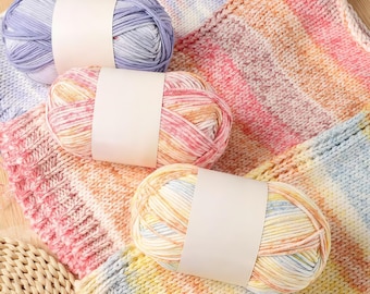 8-Ply Self-Striping Rainbow Cotton Blend Yarn - Vibrant Variegated Gradient Milk Cotton for Crochet & Knitting - Pixie Hats, Monster Bags