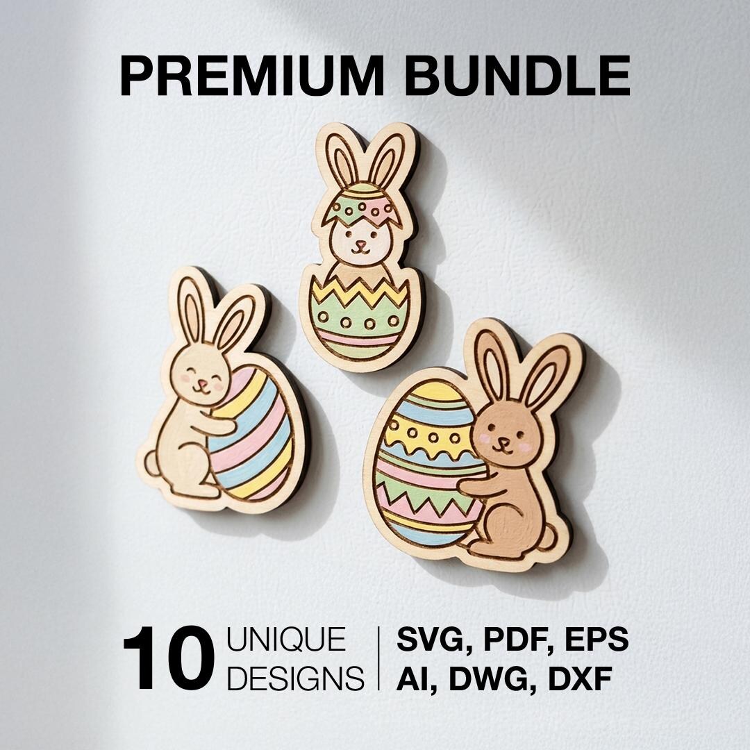Easter Bunny Laser Cut Bundle - Engraving SVG DXF Files for Wood Decor ...