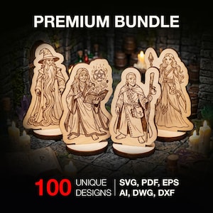 Wizards Laser Cut SVG Bundle | 100 DnD Wizard Designs | Tabletop RPG Files