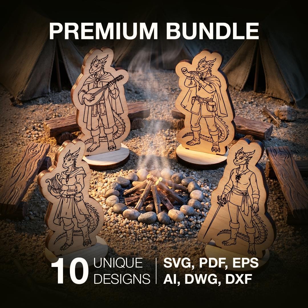 10 Dragonborn Bard SVG Bundle Laser Cut Fantasy Musician D&D Support ...