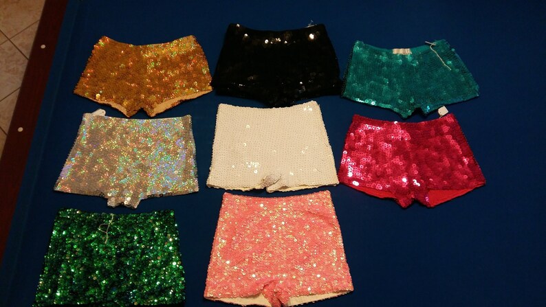 SML Size Will fit AU size 6-12 ! Sequin elastic Pants DanceClubbingDrag Queen performance TURQUOISE Hipster Shorts Thick Material
