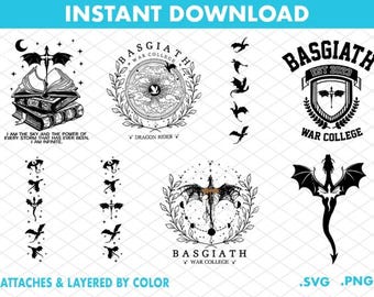 Paquete SVG de Jinete de Dragón de la Cuarta Ala, Escuela de Guerra de Basgiath (archivo SVG)