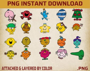 Little Miss Characters Bundle, Funny Cartoon PNG Designs (Digital Download)