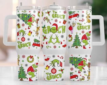 Cartoon Christmas Tumbler Wrap, Cartoon 40oz Quencher Tumbler Design (PNG Download)