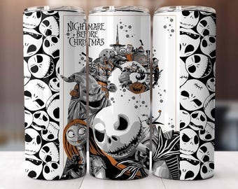 The Nightmare Before 20oz Tumbler Wrap, Scary Movie Tumbler Design, 20oz Skinny Straight (PNG Digital Download)