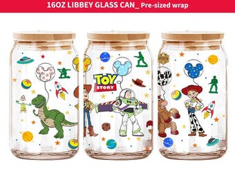 Cartoon Movie Can Glass Wrap, Cartoon 16oz Libbey Glass PNG (Digital Download)