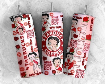 Retro Betty Boop 20oz Tumbler PNG, 80s Cartoon Wrap (Digital Download)