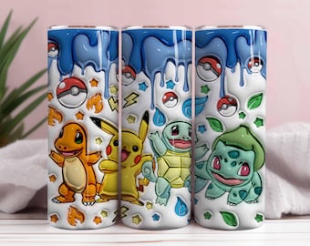 Cartoon Poke Tumbler PNG, 3D Anime Design (Digital Download)